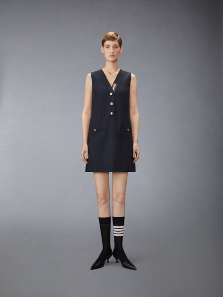 HOPSACK SUITING CARDIGAN DRESS NAVY