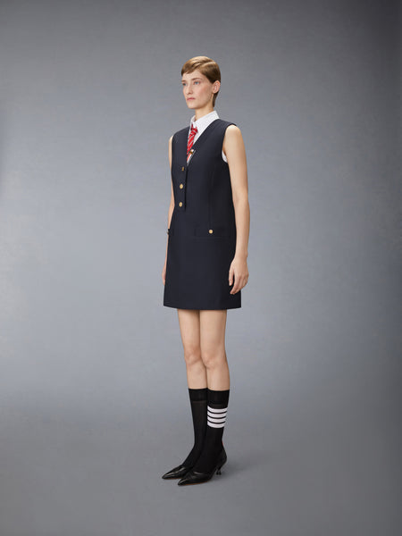 HOPSACK SUITING CARDIGAN DRESS NAVY