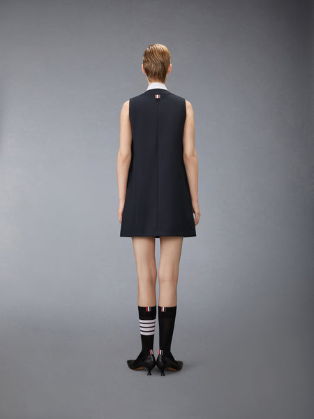 HOPSACK SUITING CARDIGAN DRESS NAVY