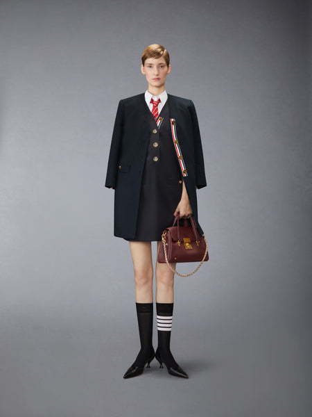 HOPSACK SUITING CARDIGAN DRESS NAVY