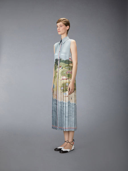 NANTUCKET SCENIC SILK TWILL SHIRT DRESS SEASONAL MULTI