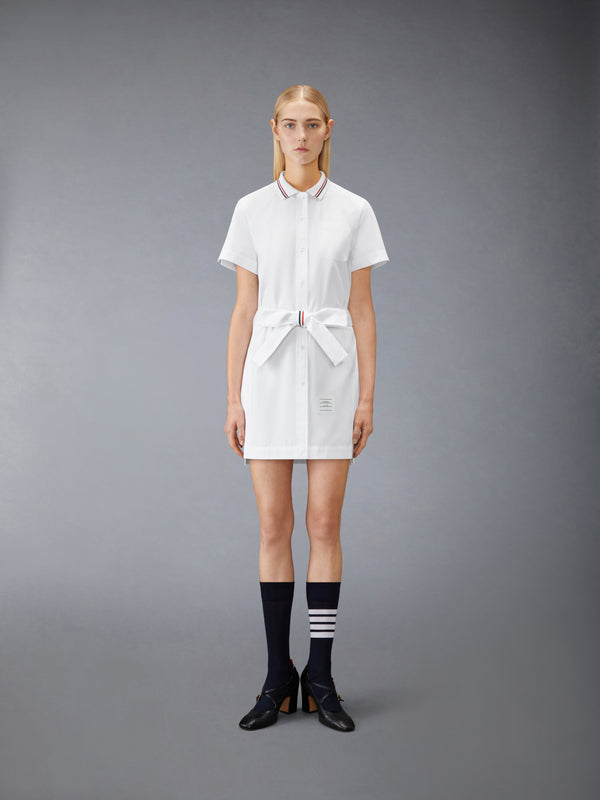 SOLID POPLIN BOW SHIRTDRESS - image 1