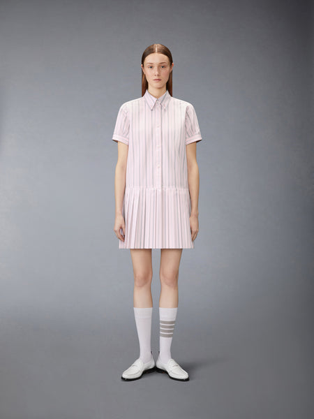 HAIRLINE STRIPE POPLIN SHIRT DRESS LT PINK