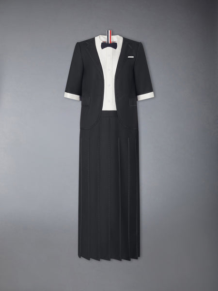 SUPER 120'S TWILL TROMPE DRESS BLACK