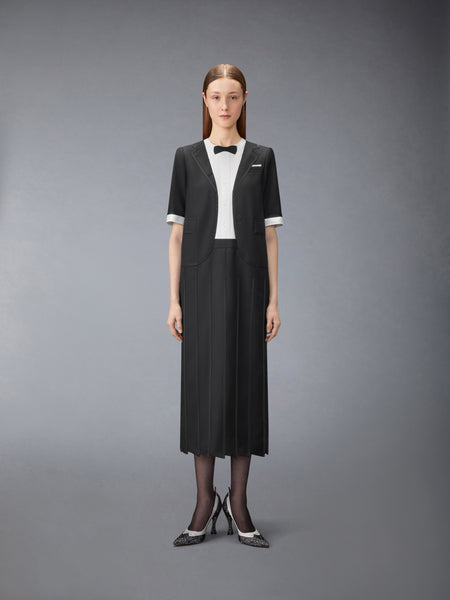 SUPER 120'S TWILL TROMPE DRESS BLACK