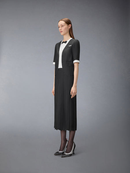 SUPER 120'S TWILL TROMPE DRESS BLACK