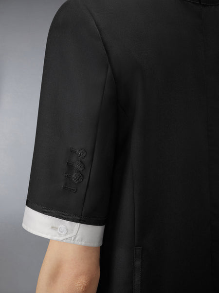 SUPER 120'S TWILL TROMPE DRESS BLACK