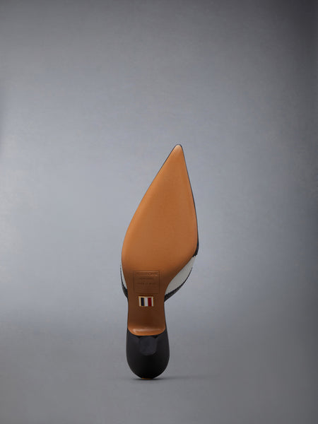 SOFT PATENT HEELED MULE 75MM BLK/WHT