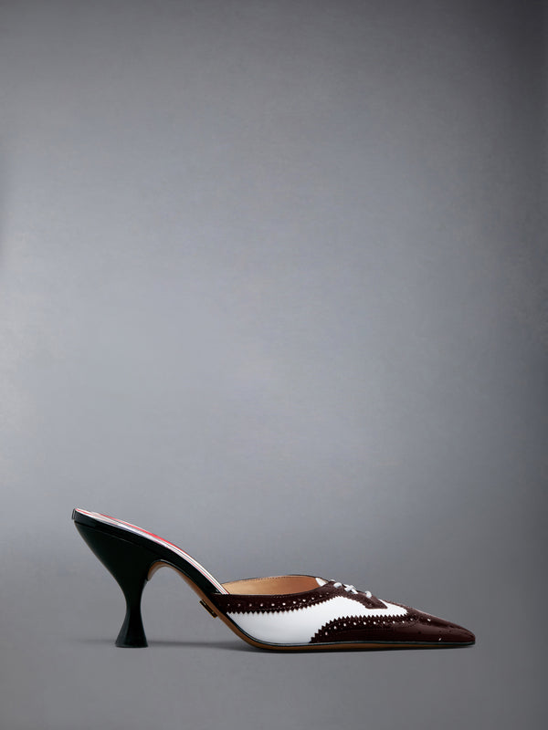 SOFT SPAZZOLATO SHINY CALF HEELED MULE 75MM - featured image