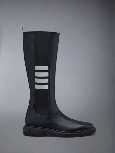 PEBBLE GRAIN 4-BAR KNEE HIGH CHELSEA BOOT BLACK