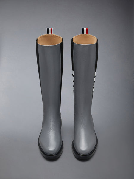 PEBBLE GRAIN 4-BAR KNEE HIGH CHELSEA BOOT DARK GREY