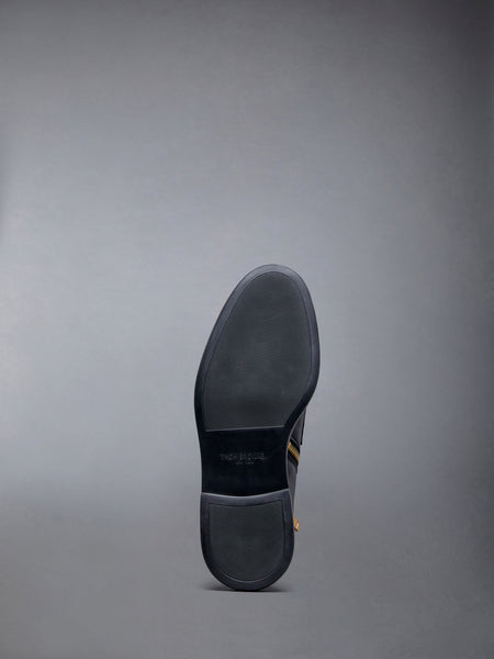 Vitello Calf Leather Penny Loafer Ankle Boot BLACK