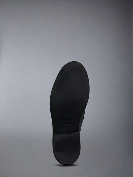 Stretch Vitello Calf Micro Sole Knee High Penny Loafer Boot BLACK