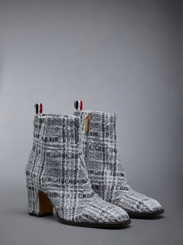 Prince of Wales Check Chenille Tweed 75mm Block Heel Ankle Boot - image 2