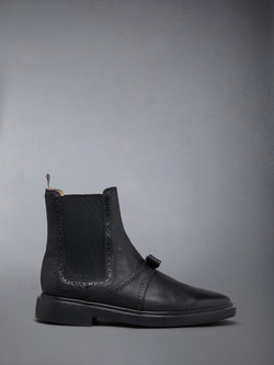 PEBBLE GRAIN RUBBER SOLE BROGUE BOW CHELSEA BOOT