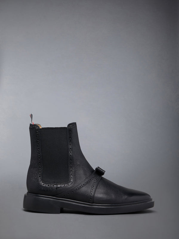 PEBBLE GRAIN RUBBER SOLE BROGUE BOW CHELSEA BOOT - featured image