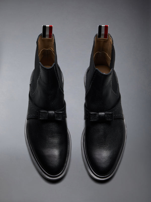 PEBBLE GRAIN RUBBER SOLE BROGUE BOW CHELSEA BOOT - image 5