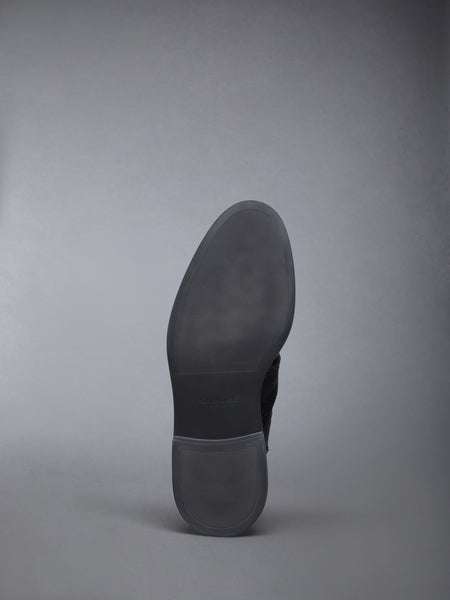 PEBBLE GRAIN RUBBER SOLE BROGUE BOW CHELSEA BOOT BLACK