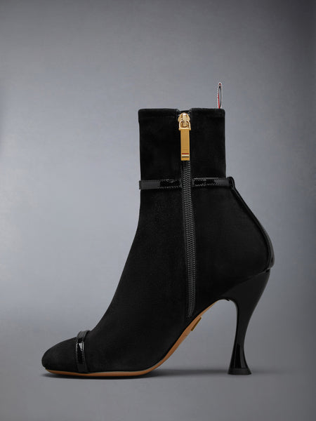 SOFT SUEDE TROMPE L'OEIL 4-BAR ANKLE BOOT 105MM BLACK
