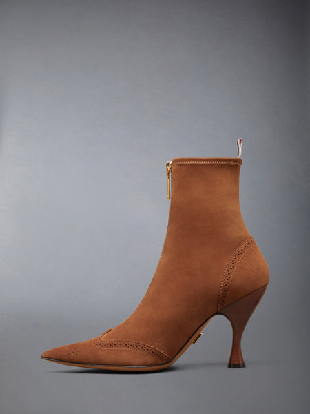 SUEDE WINGTIP BOOTIE 90MM CARAMEL
