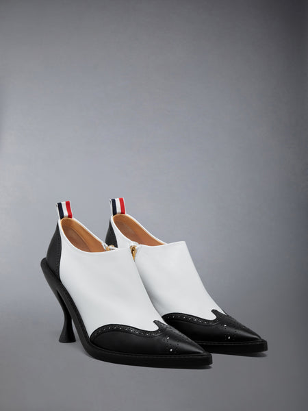 NAPPA LEATHER WINGTIP BOOTIE 90MM BLK/WHT