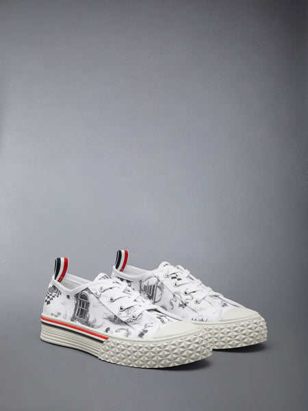 CANVAS HECTOR TOILE LOW TOP SNEAKERS BLK/WHT