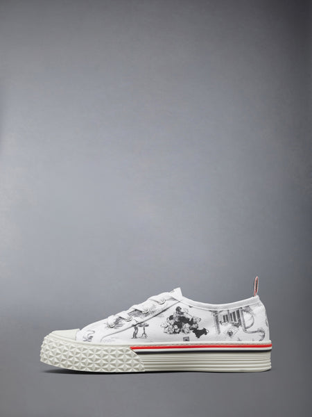 CANVAS HECTOR TOILE LOW TOP SNEAKERS BLK/WHT