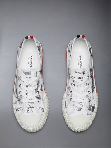 CANVAS HECTOR TOILE LOW TOP SNEAKERS BLK/WHT