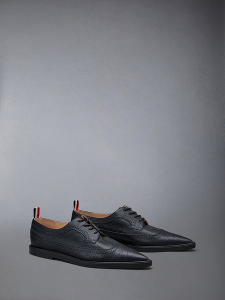 PEBBLE GRAIN LONGWING POINTED BROGUE BLACK