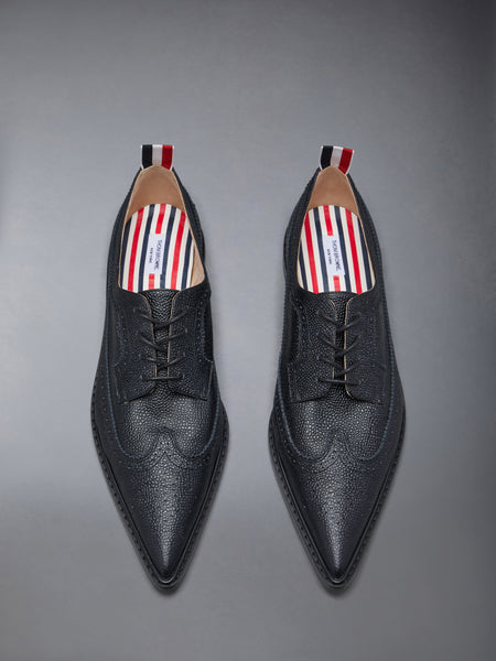 PEBBLE GRAIN LONGWING POINTED BROGUE BLACK