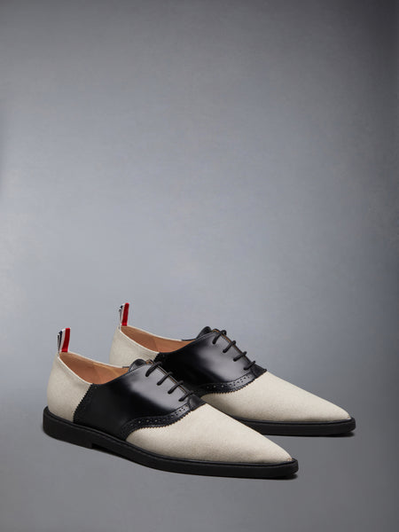 COTTON CANVAS MICRO SOLE POINTED SADDLE SHOE NATURAL