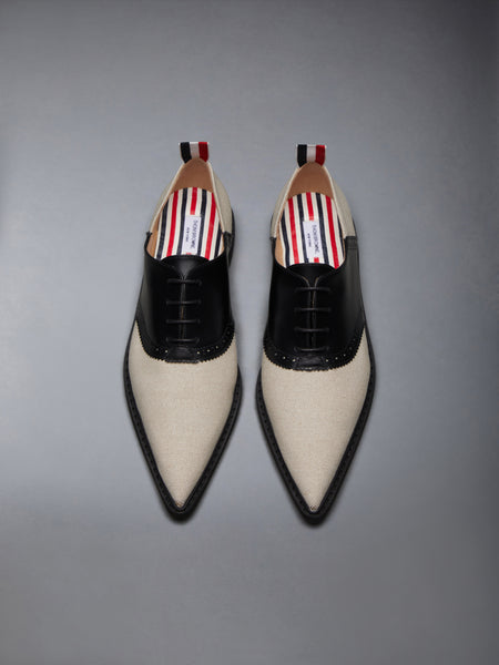 COTTON CANVAS MICRO SOLE POINTED SADDLE SHOE NATURAL
