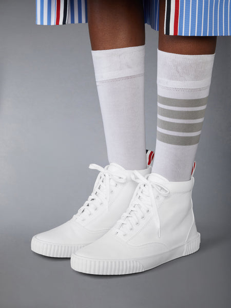 VITELLO CALF LEATHER HIGH TOP HERITAGE SNEAKERS WHITE