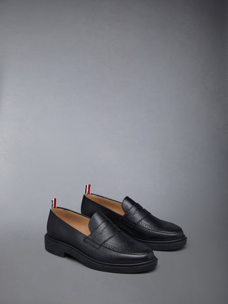 PEBBLE GRAIN RUBBER SOLE PENNY LOAFER BLACK
