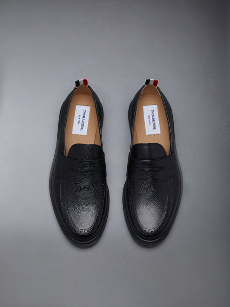 PEBBLE GRAIN RUBBER SOLE PENNY LOAFER BLACK