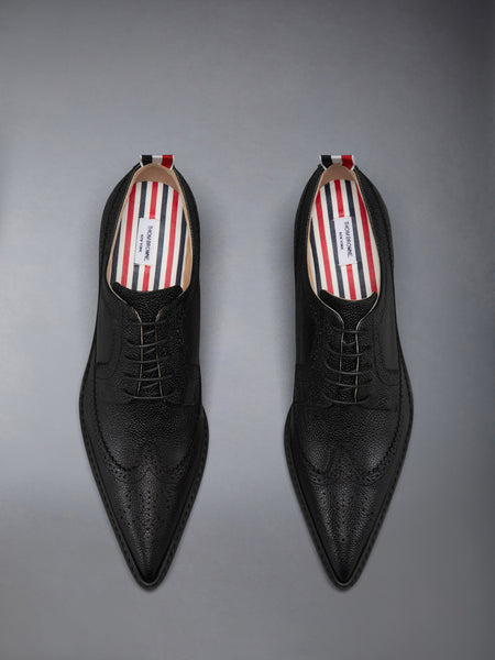 LEATHER SOLE HEELED LONGWING BROGUE BLACK