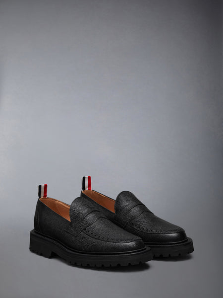 PEBBLE GRAIN COMMANDO SOLE PENNY LOAFER BLACK