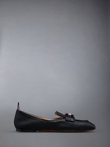 FLEXIBLE LEATHER SOLE 3-BOW LOAFER BLACK