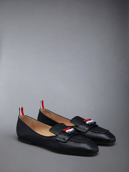 FLEXIBLE LEATHER SOLE 3-BOW LOAFER BLACK