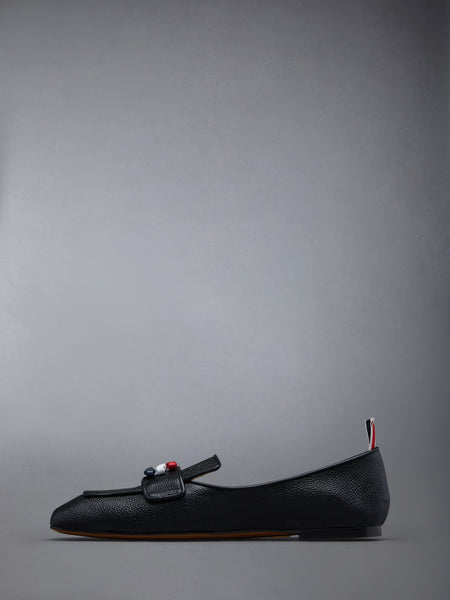 FLEXIBLE LEATHER SOLE 3-BOW LOAFER BLACK