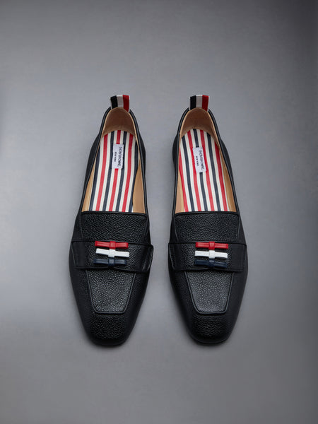 FLEXIBLE LEATHER SOLE 3-BOW LOAFER BLACK