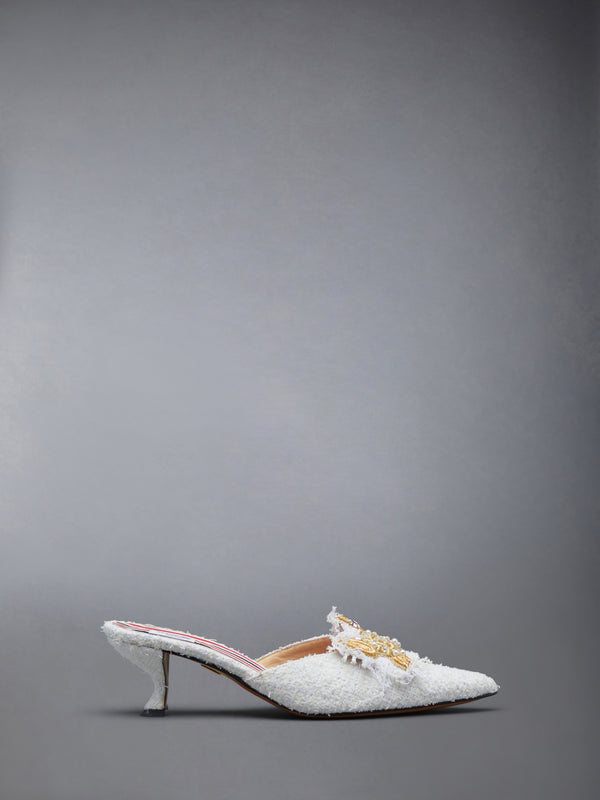 TWEED PEARL CURVED HEEL MULE - featured image