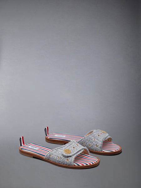 TWEED ANCHOR BUTTON CLAQUETTE MED GREY