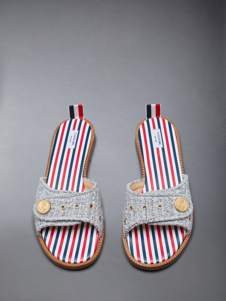 TWEED ANCHOR BUTTON CLAQUETTE MED GREY