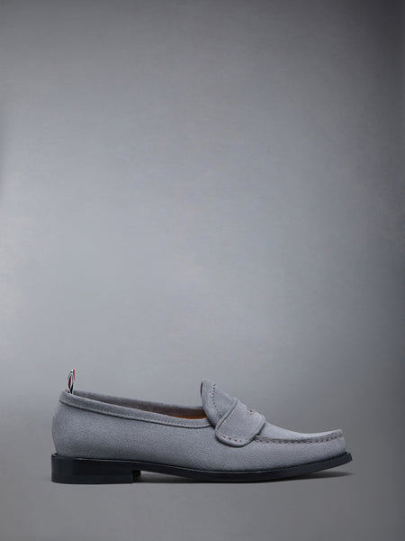 CALF SUEDE PLEATED VARSITY LOAFER MED GREY