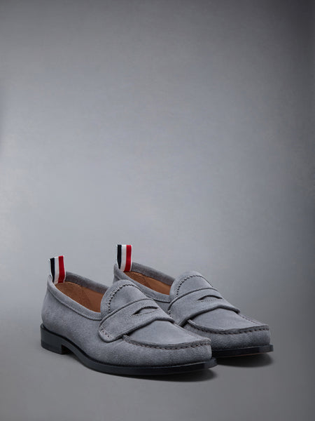 CALF SUEDE PLEATED VARSITY LOAFER MED GREY