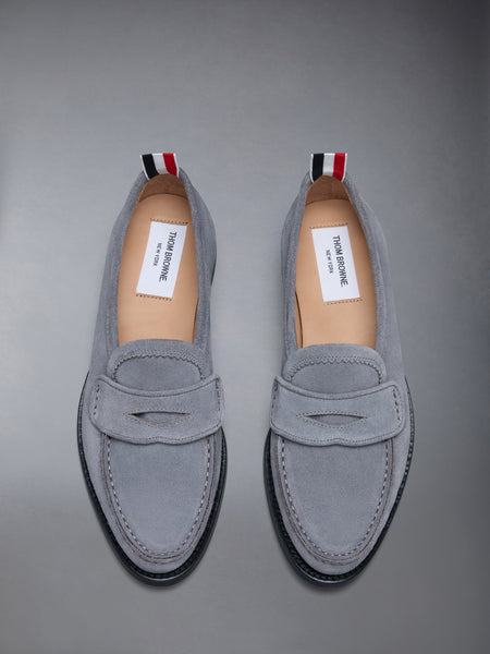 CALF SUEDE PLEATED VARSITY LOAFER MED GREY