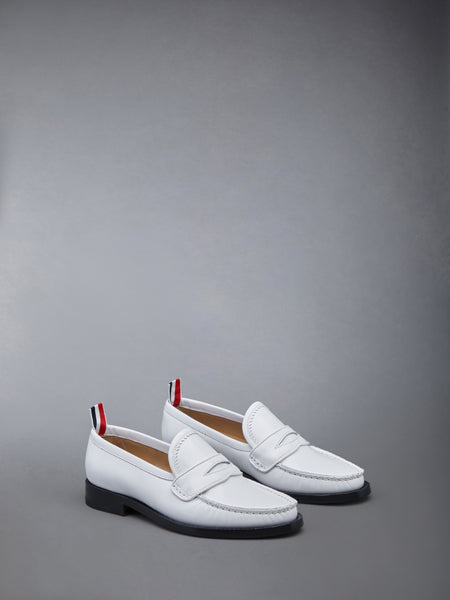 SPAZZOLATO PLEATED VARSITY LOAFER WHITE