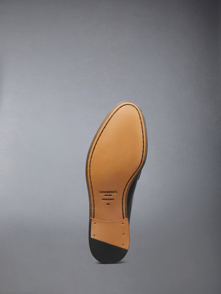 CALF LEATHER SOLE PLEATED VARSITY LOAFER MULE 黒