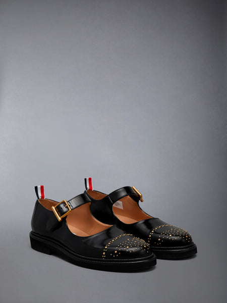 SOFT SPAZZOLATO LEATHER STUD THOM JOHN BLACK